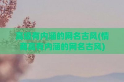 ​高级有内涵的网名古风(情商高有内涵的网名古风)